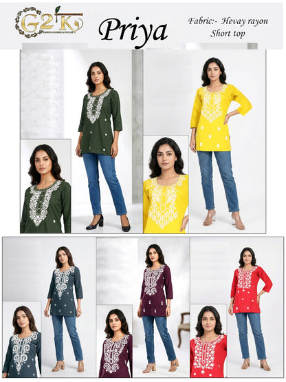 Priya G2K Reyon Short Kurtis Exporter India