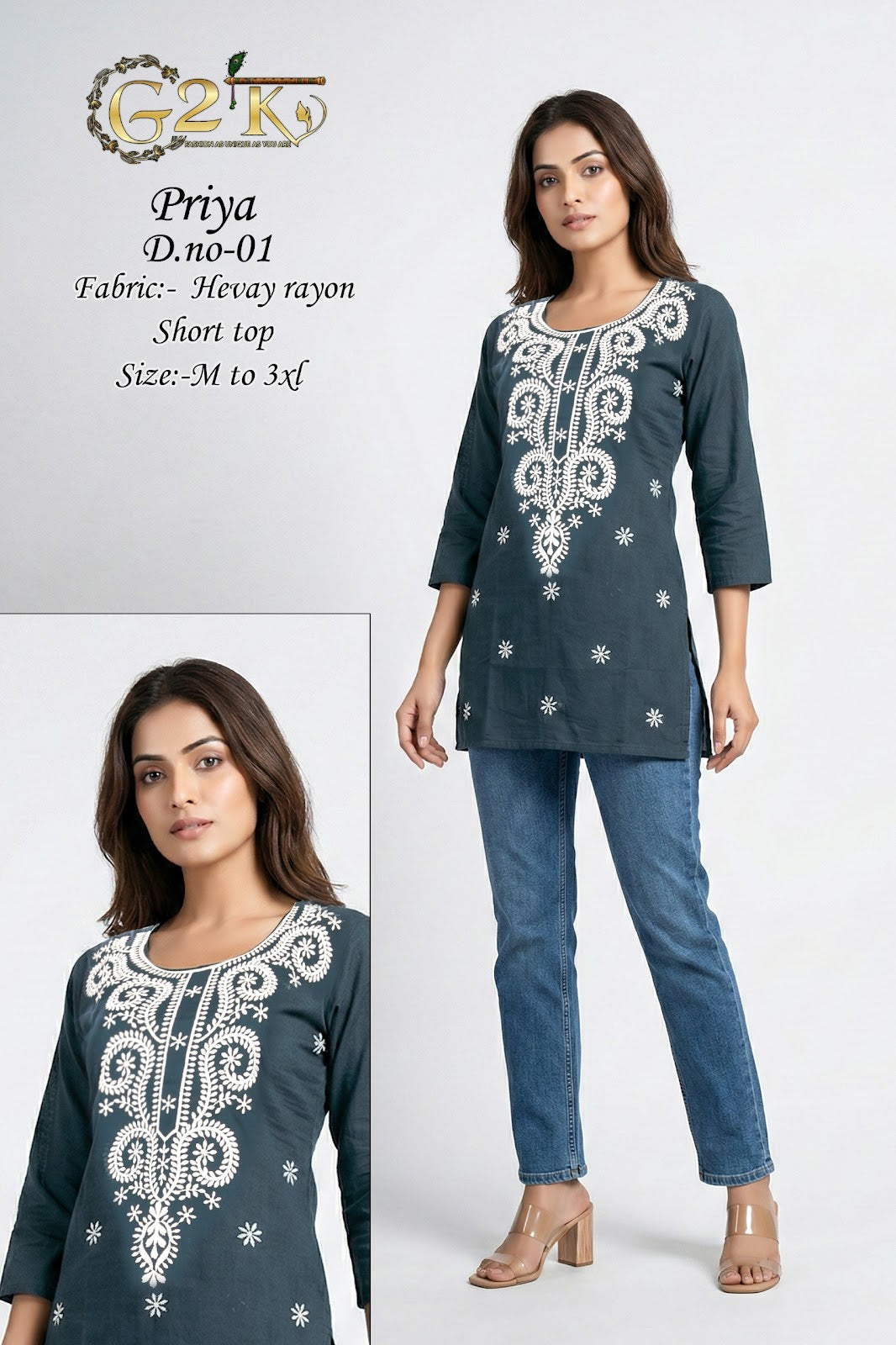 Priya G2K Reyon Short Kurtis Exporter India