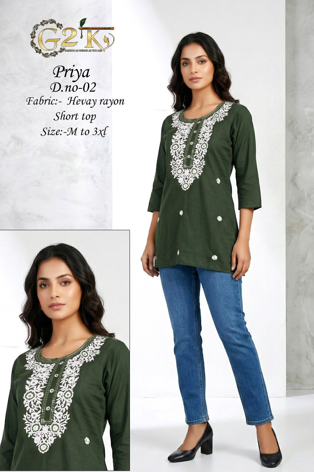 Priya G2K Reyon Short Kurtis Exporter India