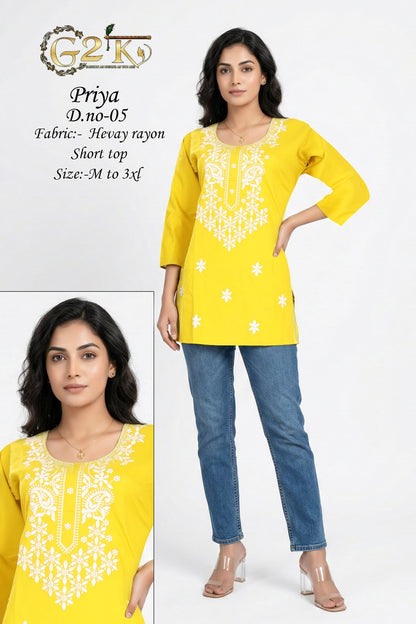Priya G2K Reyon Short Kurtis Exporter India