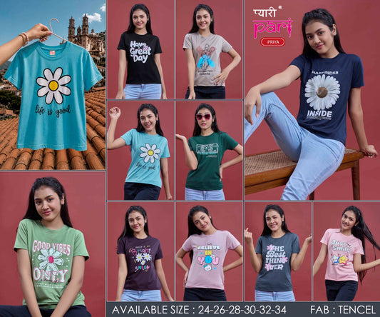 Priya Pyari Pari Lycra Tencil Girls Tshirt Wholesaler Ahmedabad