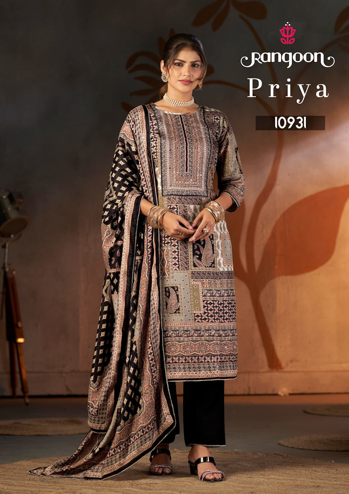 Priya Rangoon Muslin Readymade Pant Style Suits Wholesale