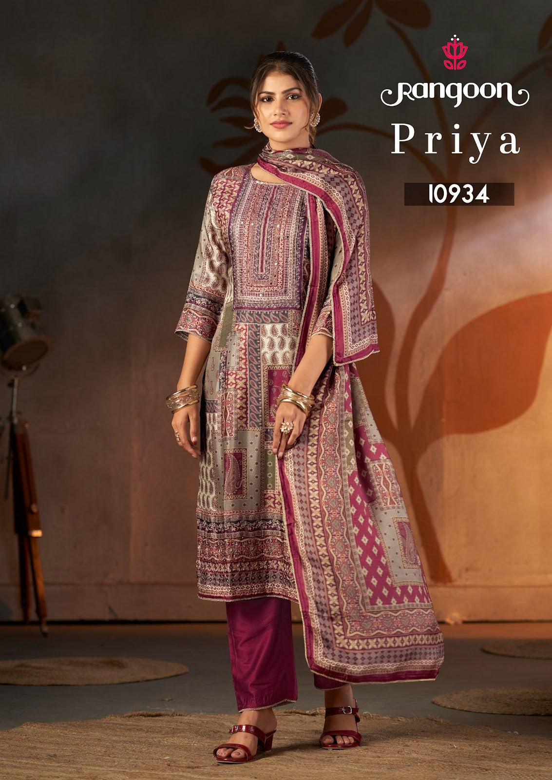 Priya Rangoon Muslin Readymade Pant Style Suits Wholesale