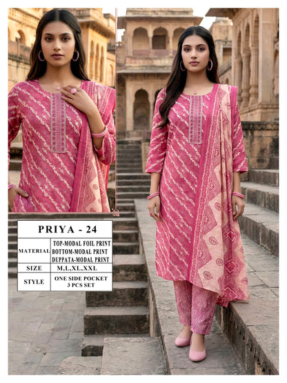 Priya Viyaa Modal Readymade Pant Style Suits Manufacturer India