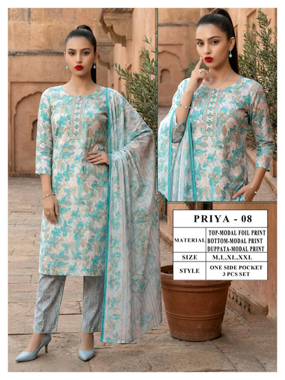 Priya Viyaa Modal Readymade Pant Style Suits Manufacturer India