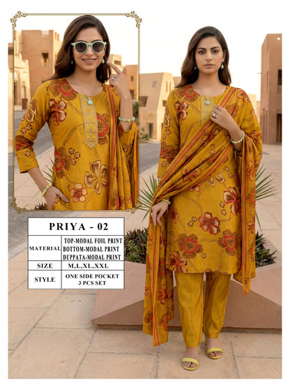 Priya Viyaa Modal Readymade Pant Style Suits Manufacturer India