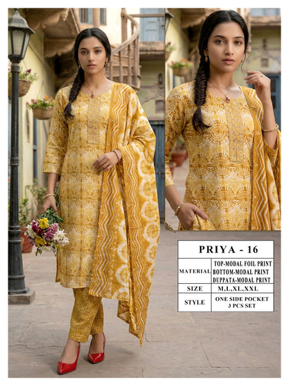 Priya Viyaa Modal Readymade Pant Style Suits Manufacturer India