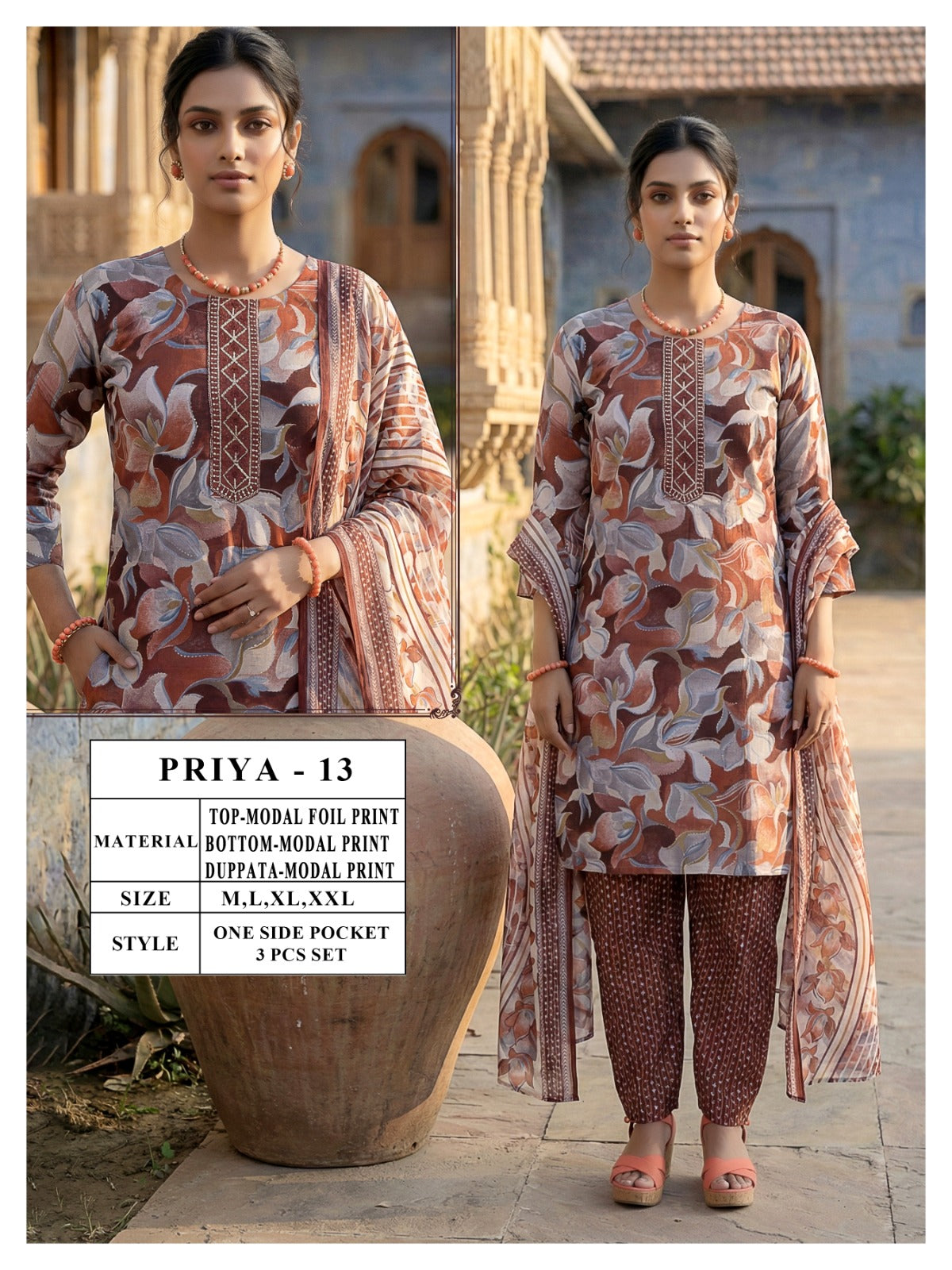 Priya Viyaa Modal Readymade Pant Style Suits Manufacturer India