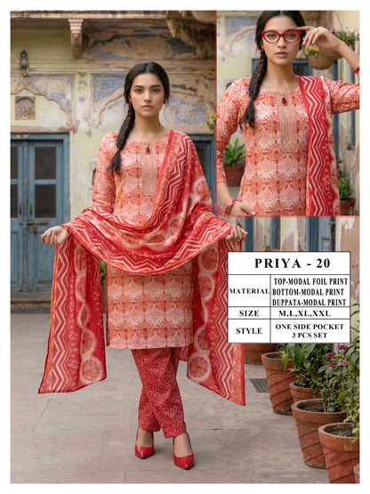 Priya Viyaa Modal Readymade Pant Style Suits Manufacturer India