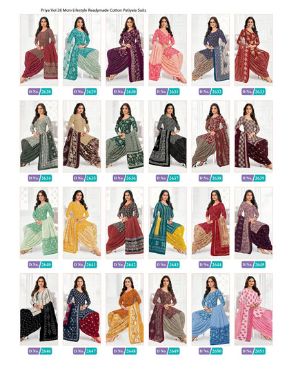 Priya Vol 26 Mcm Lifestyle Readymade Cotton Patiyala Suits Wholesale Rate