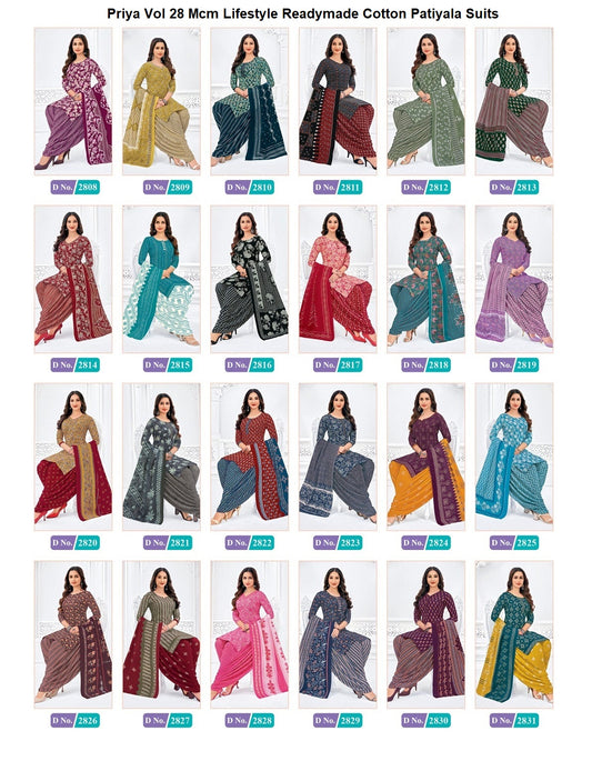 Priya Vol 28 Mcm Lifestyle Readymade Cotton Patiyala Suits Exporter Gujarat