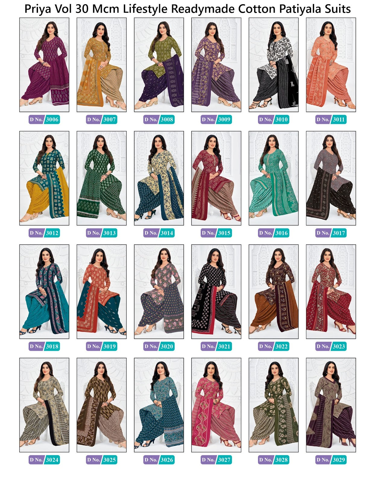 Priya Vol 30 Mcm Lifestyle Readymade Cotton Patiyala Suits Exporter India