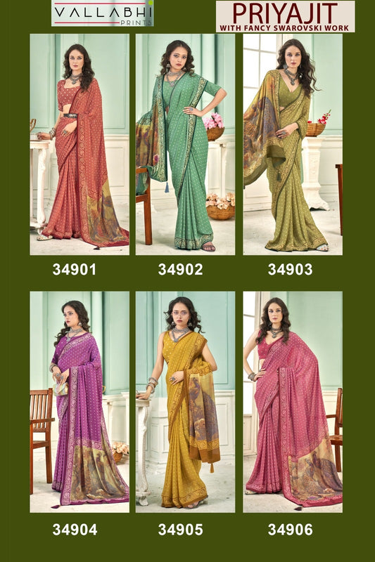 Priyajit Vallabhi Prints Moss Sarees Wholesaler India