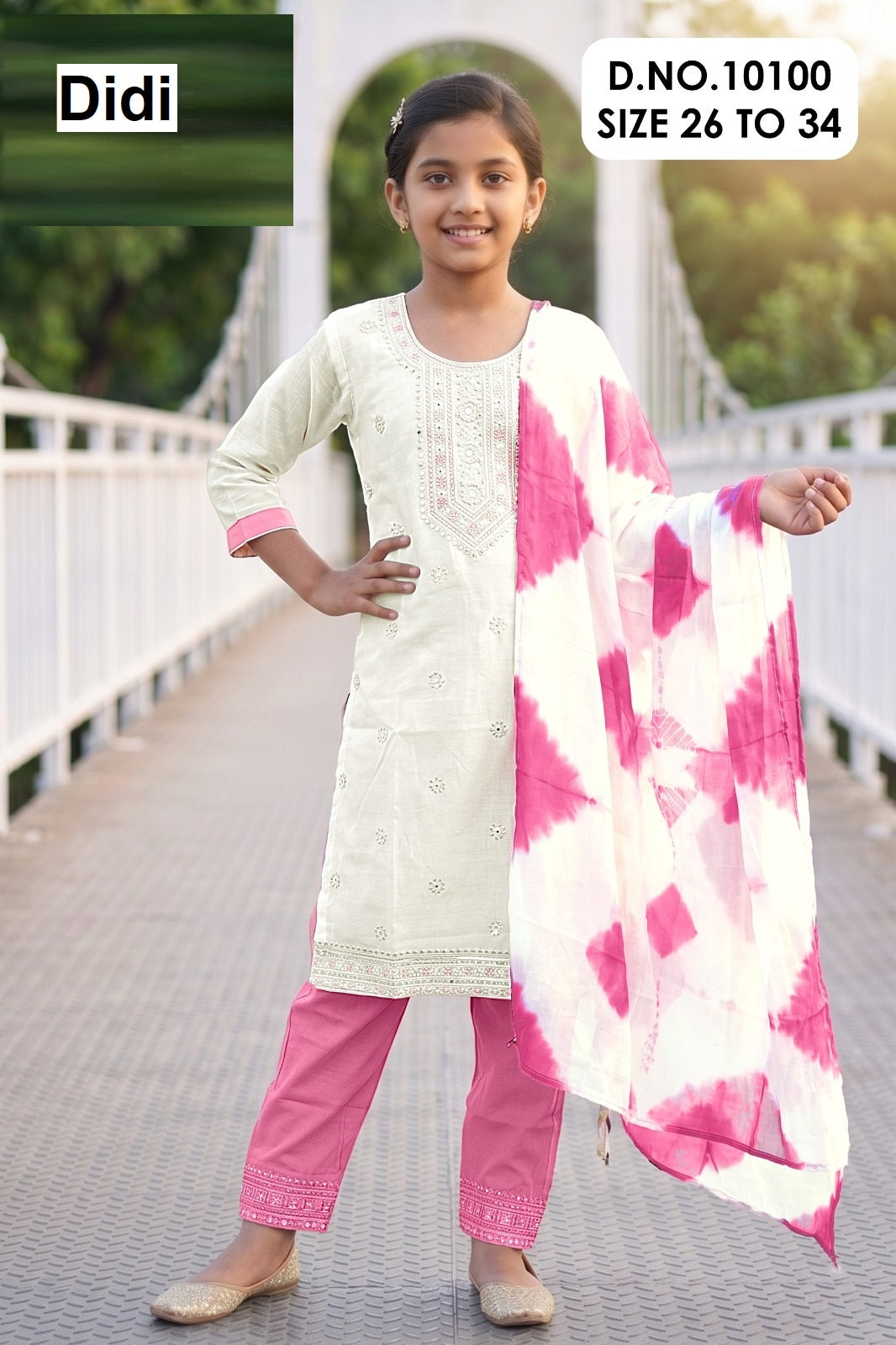 Priyal 17 Dn 10100 Didi Roman Silk Girls Readymade Pant Suits Manufacturer India