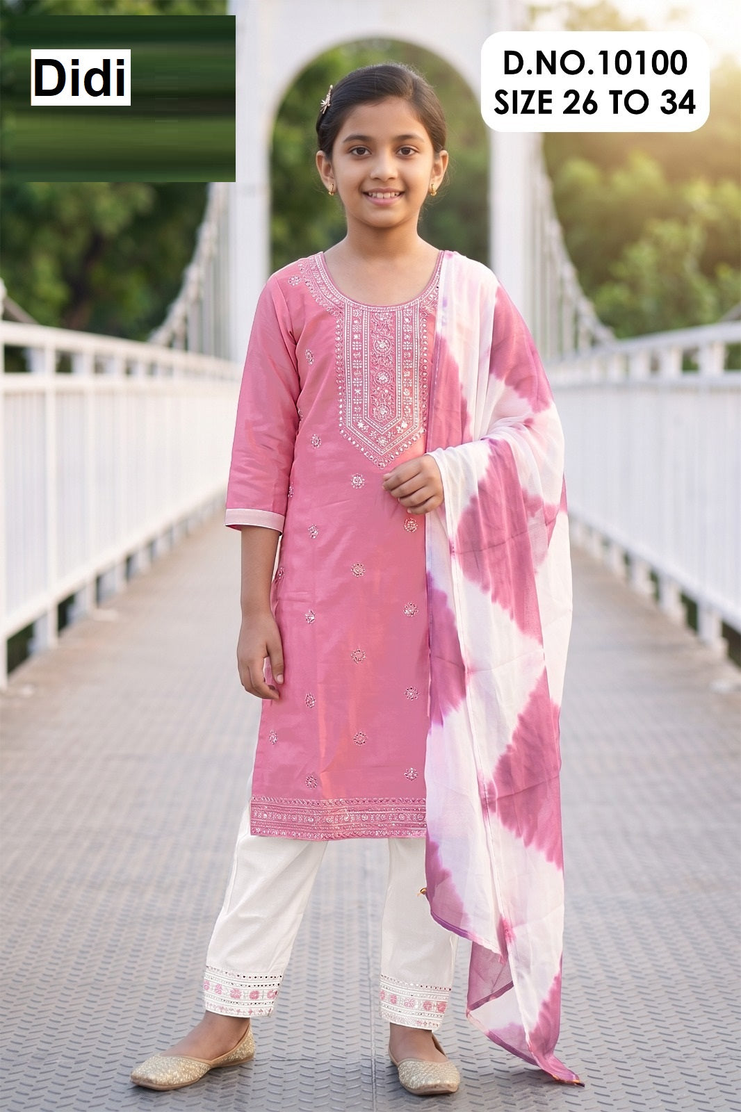 Priyal 17 Dn 10100 Didi Roman Silk Girls Readymade Pant Suits Manufacturer India