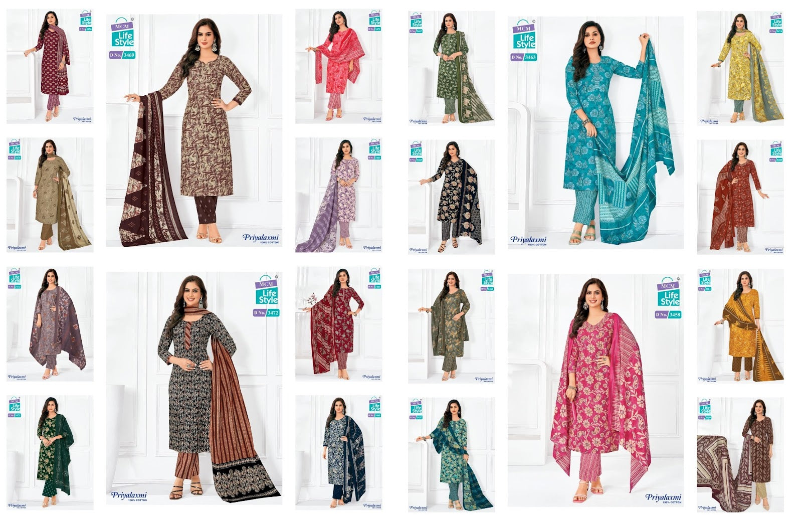 Priyalaxmi Vol 34 Mcm Lifestyle Readymade Cotton Pant Suits Wholesaler Ahmedabad