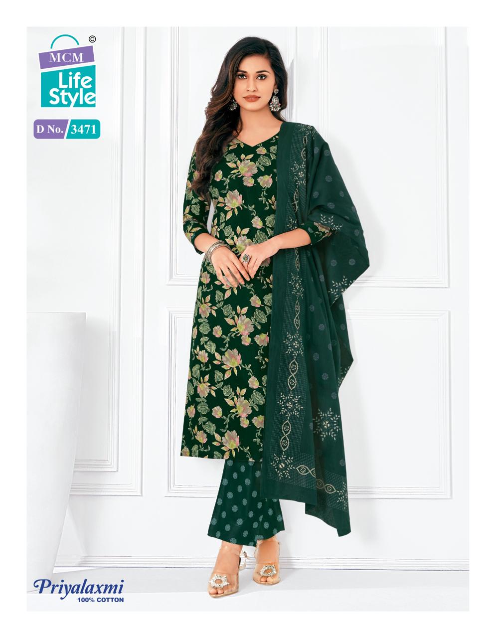 Priyalaxmi Vol 34 Mcm Lifestyle Readymade Cotton Pant Suits Wholesaler Ahmedabad