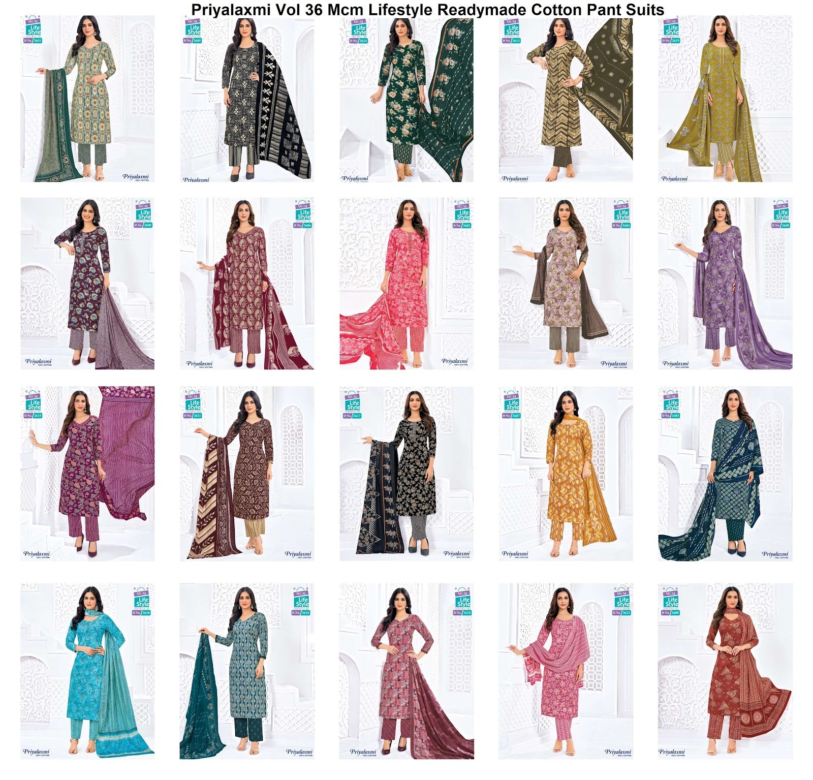 Priyalaxmi Vol 36 Mcm Lifestyle Readymade Cotton Pant Suits Supplier India