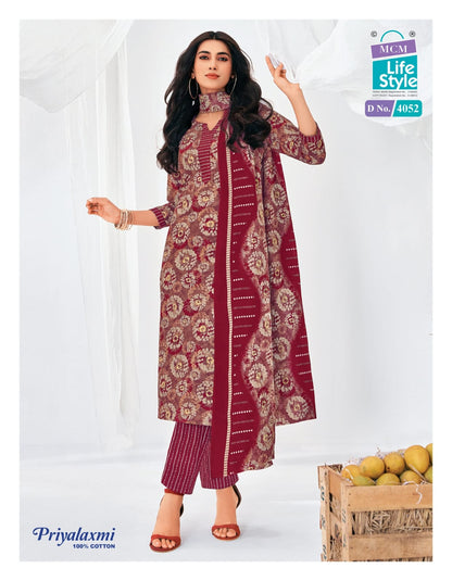 Priyalaxmi Vol 40 Mcm Lifestyle Readymade Cotton Pant Suits Manufacturer Gujarat