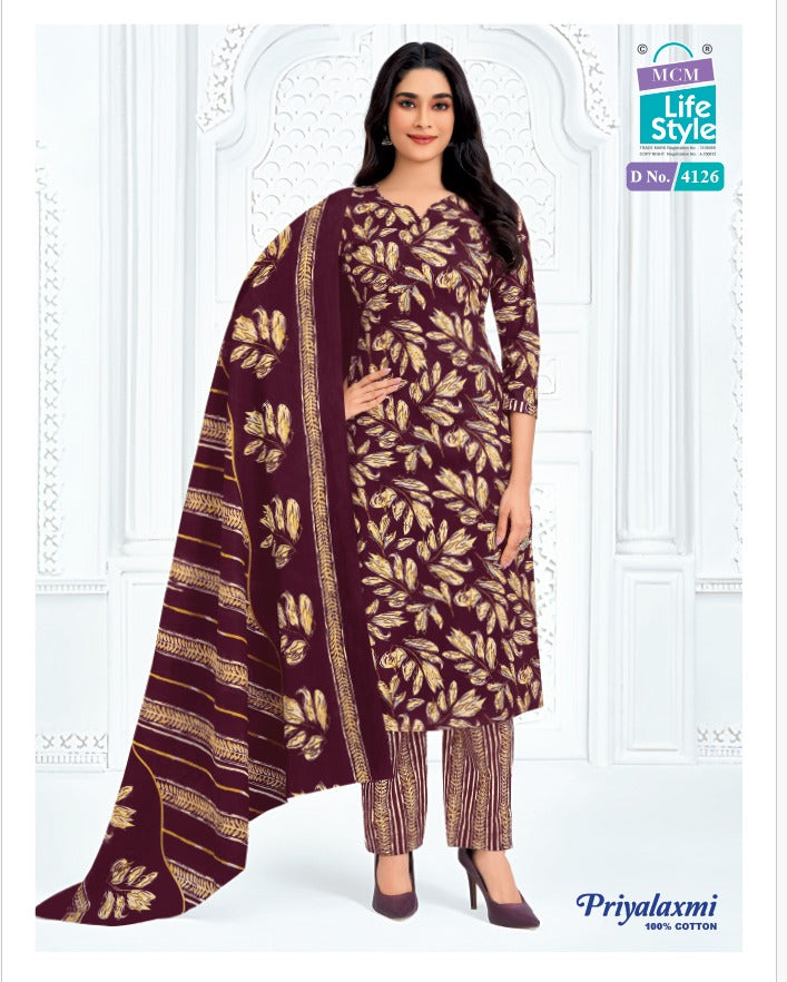 Priyalaxmi Vol 41 Mcm Lifestyle Readymade Cotton Pant Suits Manufacturer Gujarat