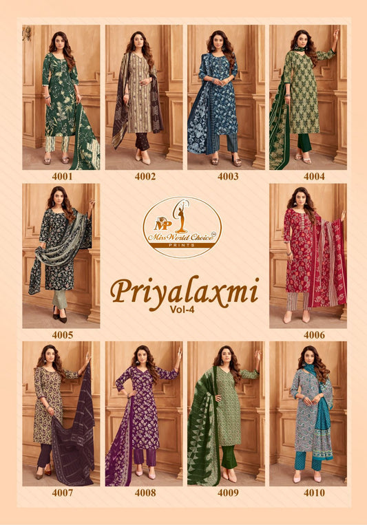 Priyalaxmi Vol 4 Miss World Choice Readymade Cotton Pant Suits Exporter Ahmedabad