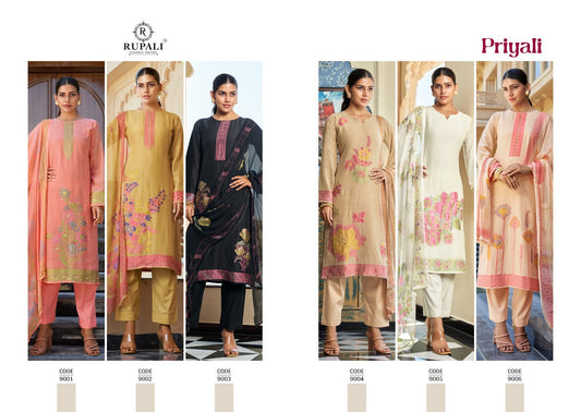 Priyali Rupali Viscose Linen Pant Style Suits Supplier India