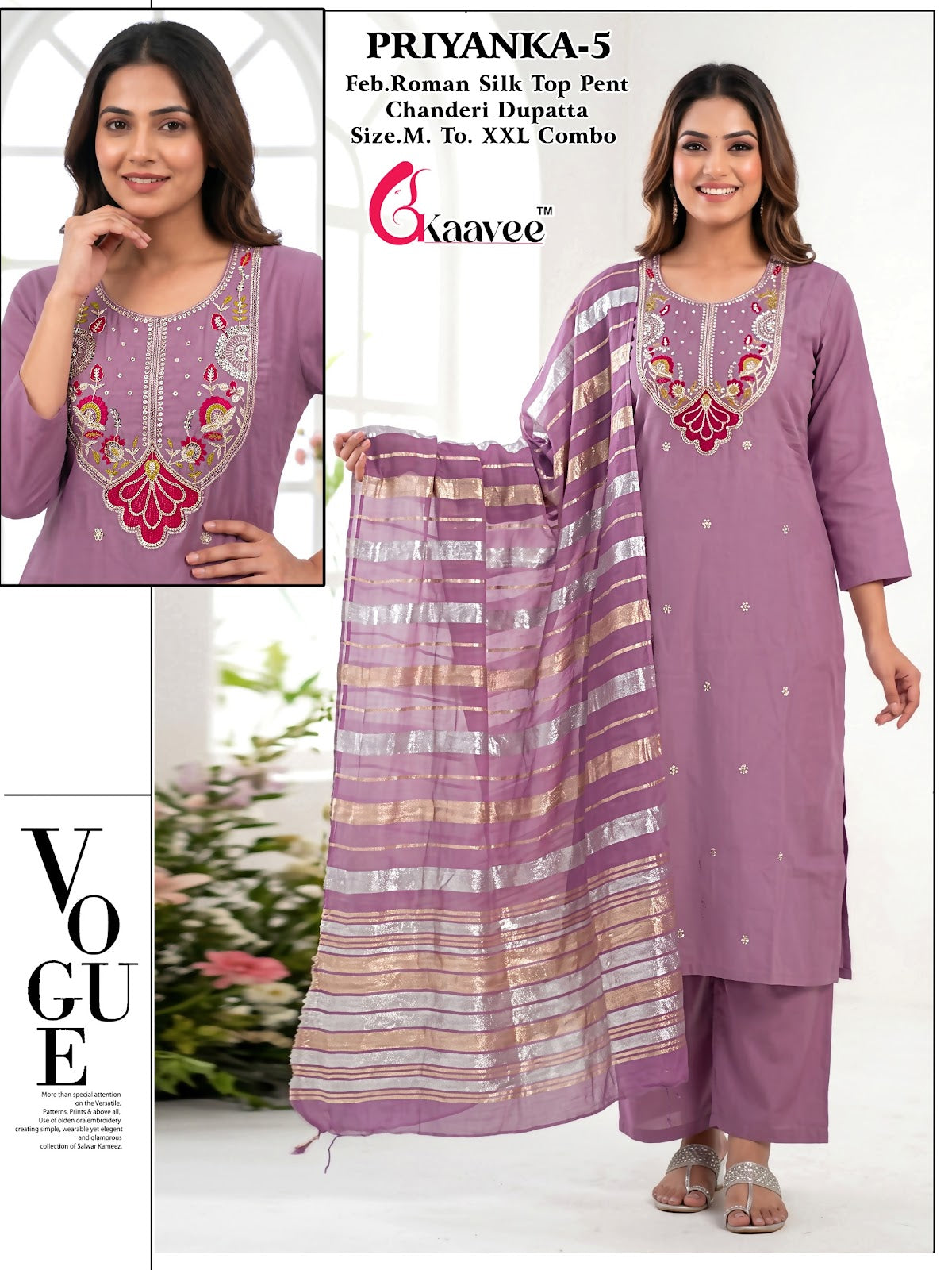 Priyanka Kaavee Roman Silk Readymade Pant Style Suits Manufacturer