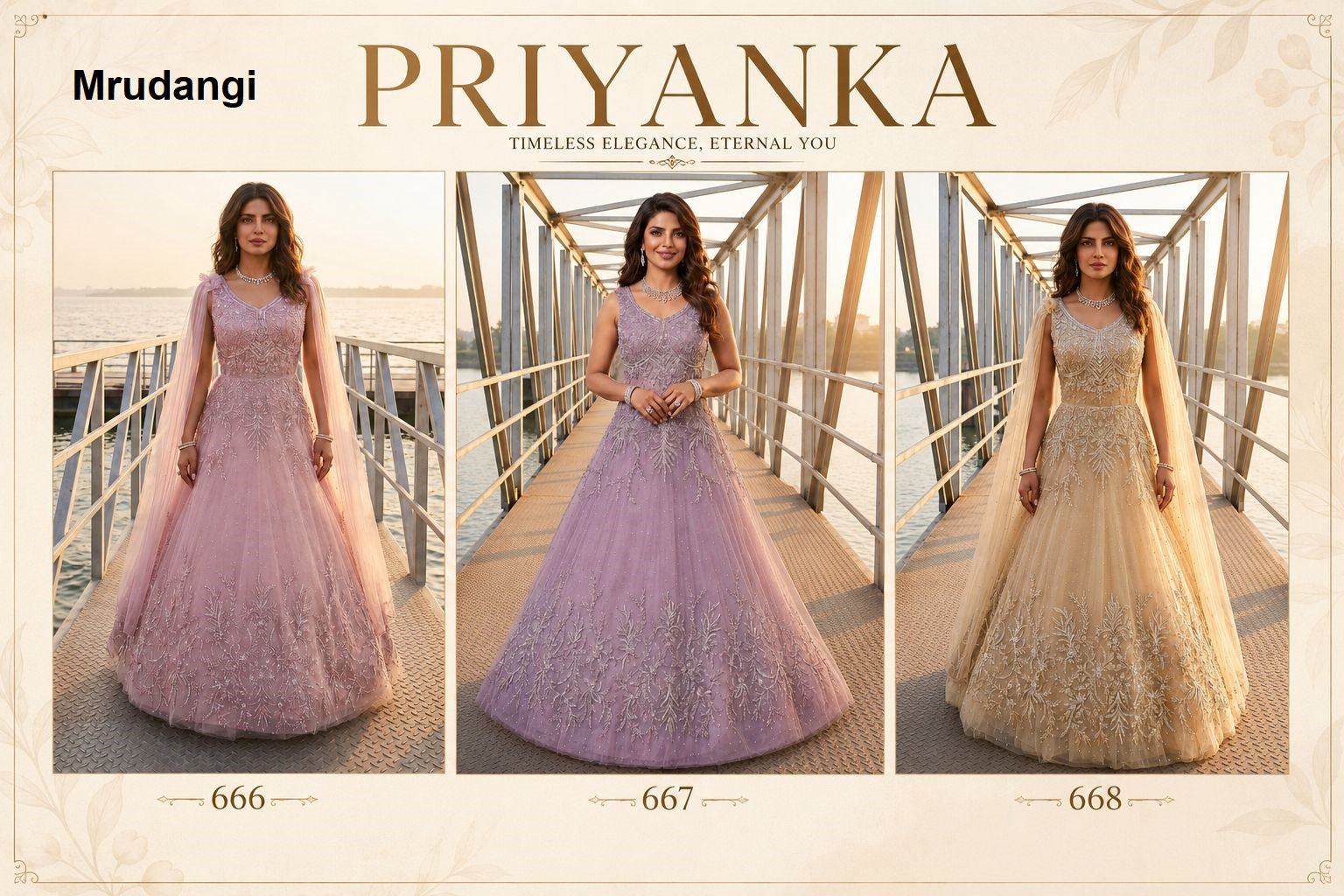 Priyanka Mrudangi Premium Net One Piece Gown Manufacturer Ahmedabad