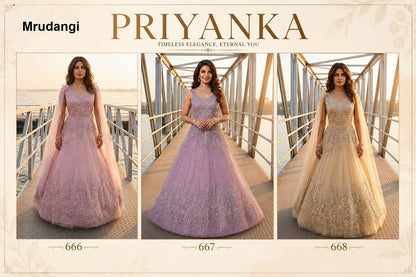 Priyanka Mrudangi Premium Net One Piece Gown Manufacturer Ahmedabad