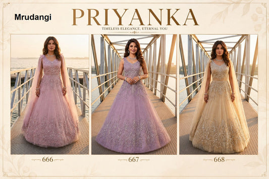 Priyanka Mrudangi Premium Net One Piece Gown Manufacturer Ahmedabad