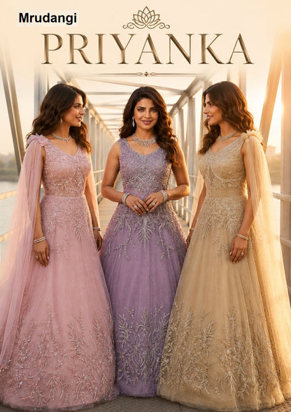 Priyanka Mrudangi Premium Net One Piece Gown Manufacturer Ahmedabad