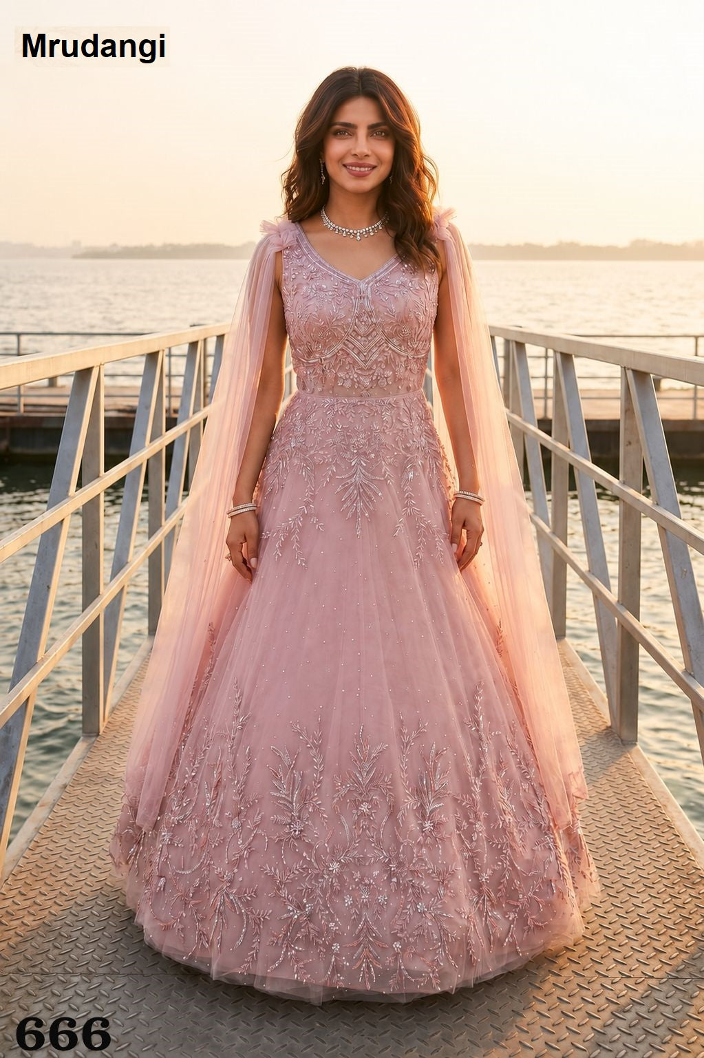 Priyanka Mrudangi Premium Net One Piece Gown Manufacturer Ahmedabad