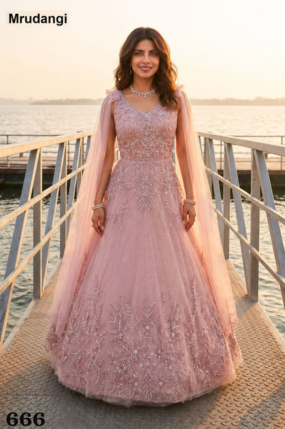 Priyanka Mrudangi Premium Net One Piece Gown Manufacturer Ahmedabad