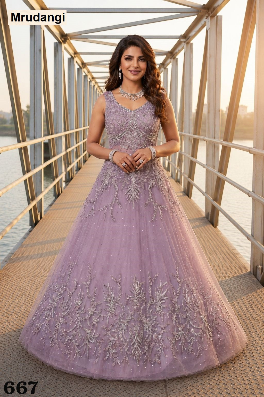 Priyanka Mrudangi Premium Net One Piece Gown Manufacturer Ahmedabad