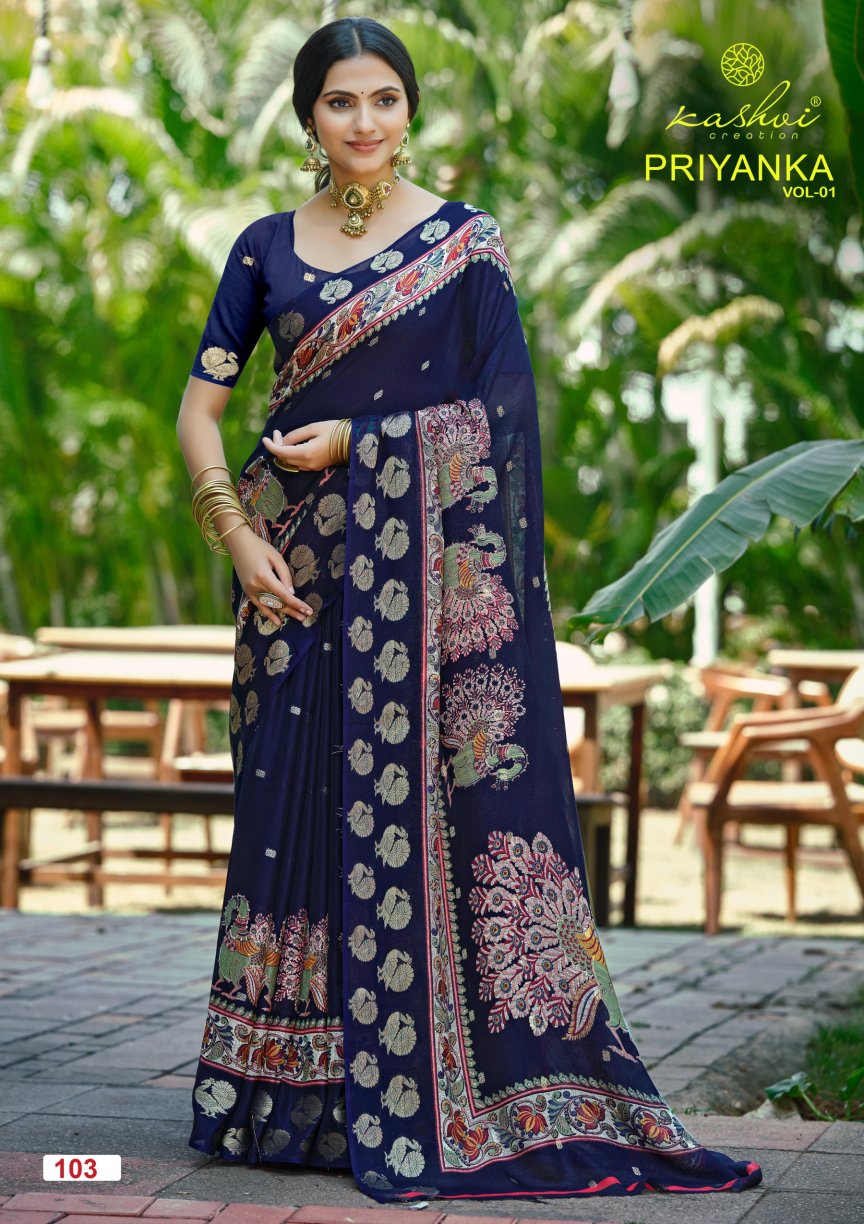 Priyanka Vol 1 Kashvi Creation Sarees Wholesale Rate