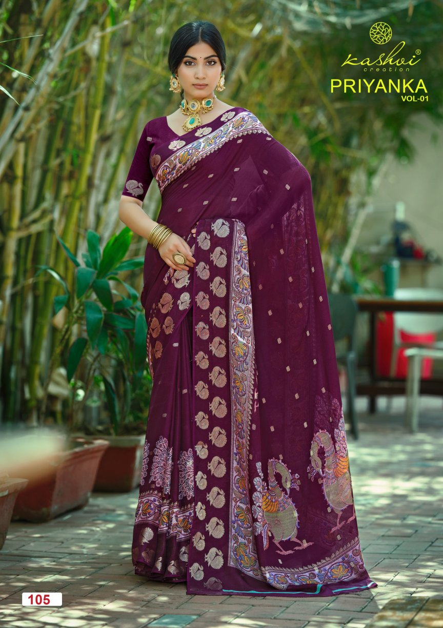 Priyanka Vol 1 Kashvi Creation Sarees Wholesale Rate