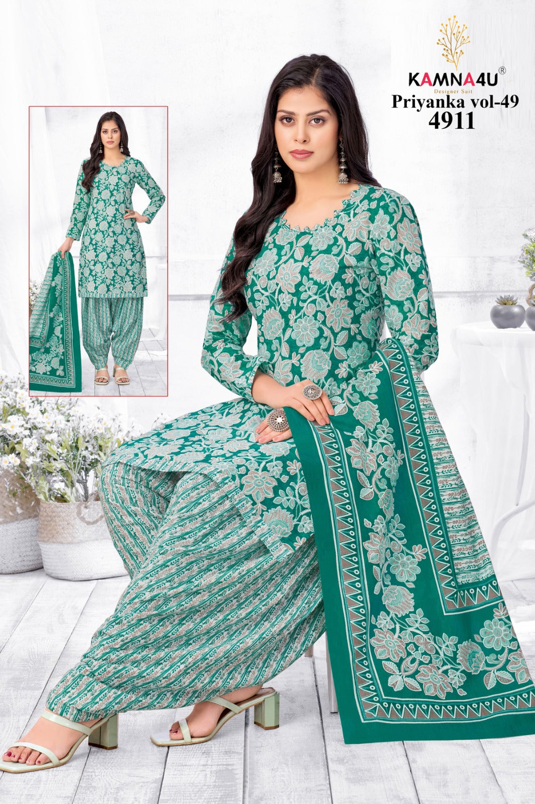 Priyanka Vol 49 Kamna4U Readymade Cotton Patiyala Suits Manufacturer Ahmedabad