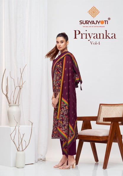 Priyanka Vol 4 With Inner Suryajyoti Modal Readymade Pant Style Suits Wholesale Price
