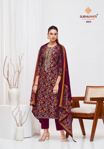 Priyanka Vol 4 With Inner Suryajyoti Modal Readymade Pant Style Suits Wholesale Price