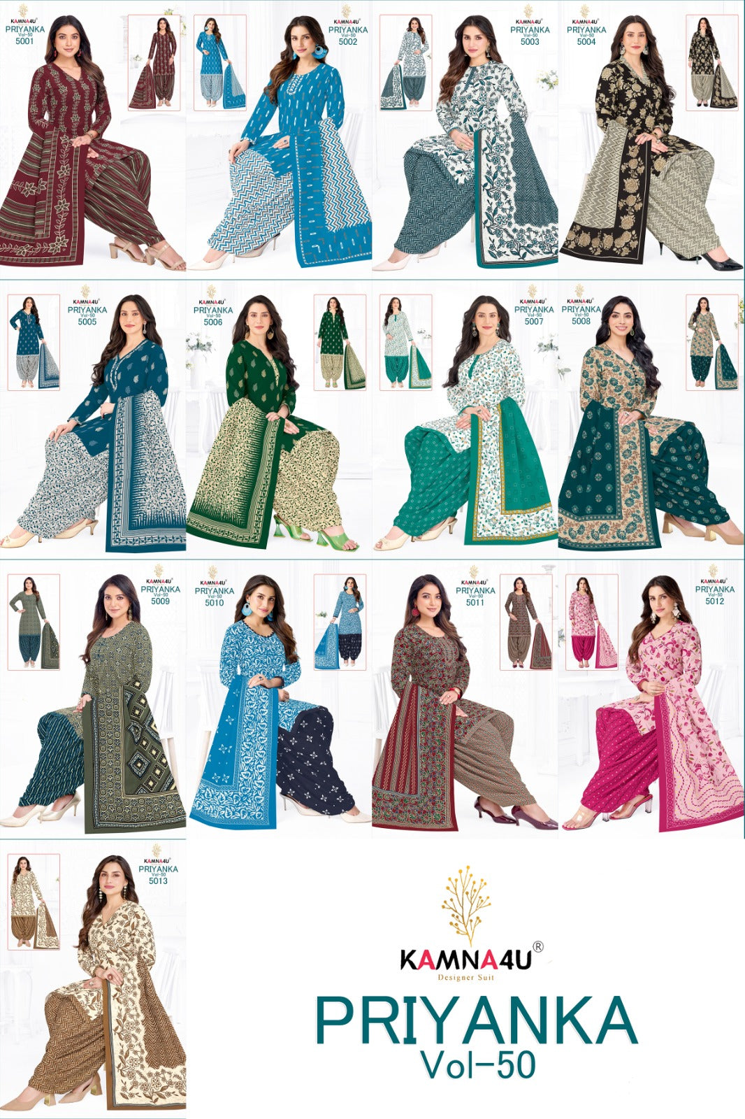 Priyanka Vol 50 Kamna4U Readymade Cotton Patiyala Suits Supplier Gujarat