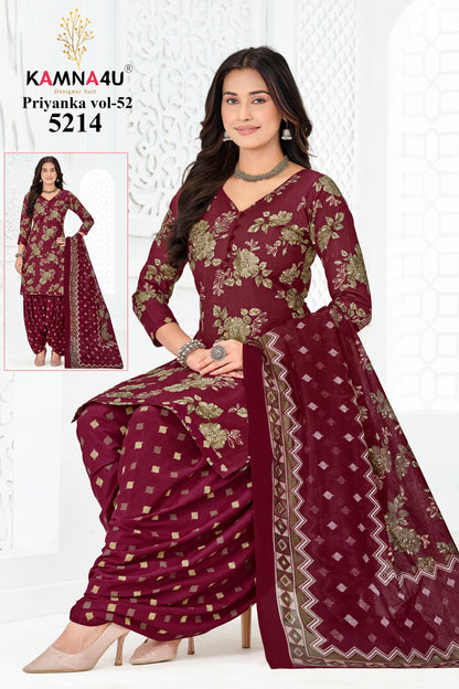 Priyanka Vol 52 Kamna4U Readymade Cotton Patiyala Suits Supplier Ahmedabad