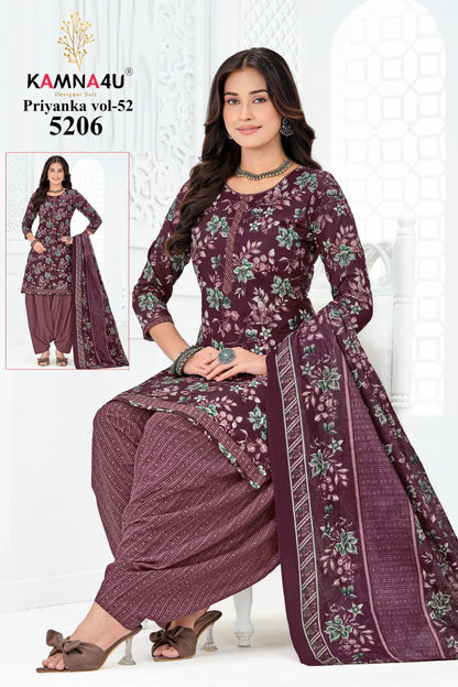 Priyanka Vol 52 Kamna4U Readymade Cotton Patiyala Suits Supplier Ahmedabad