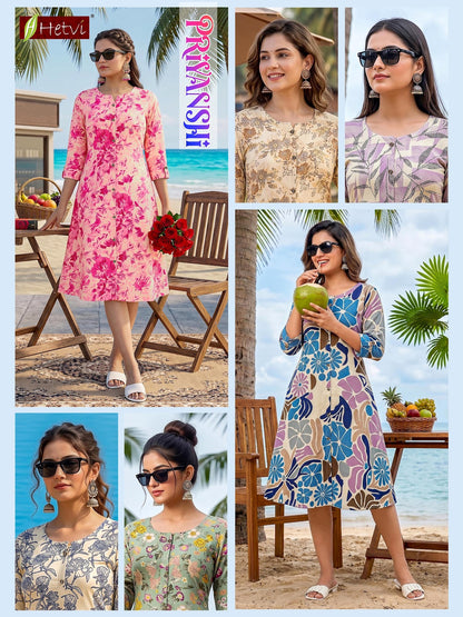 Priyanshi Hetvi Cotton A-Line Kurti Wholesaler India