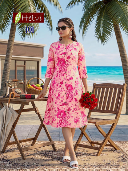 Priyanshi Hetvi Cotton A-Line Kurti Wholesaler India
