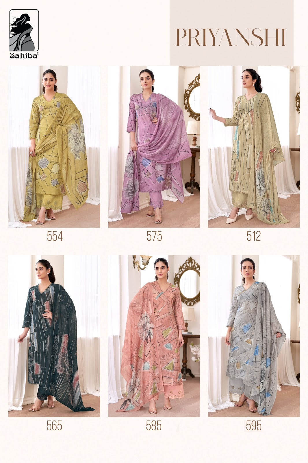 Priyanshi Sahiba Cotton Lawn Plazzo Style Suits Wholesale Rate