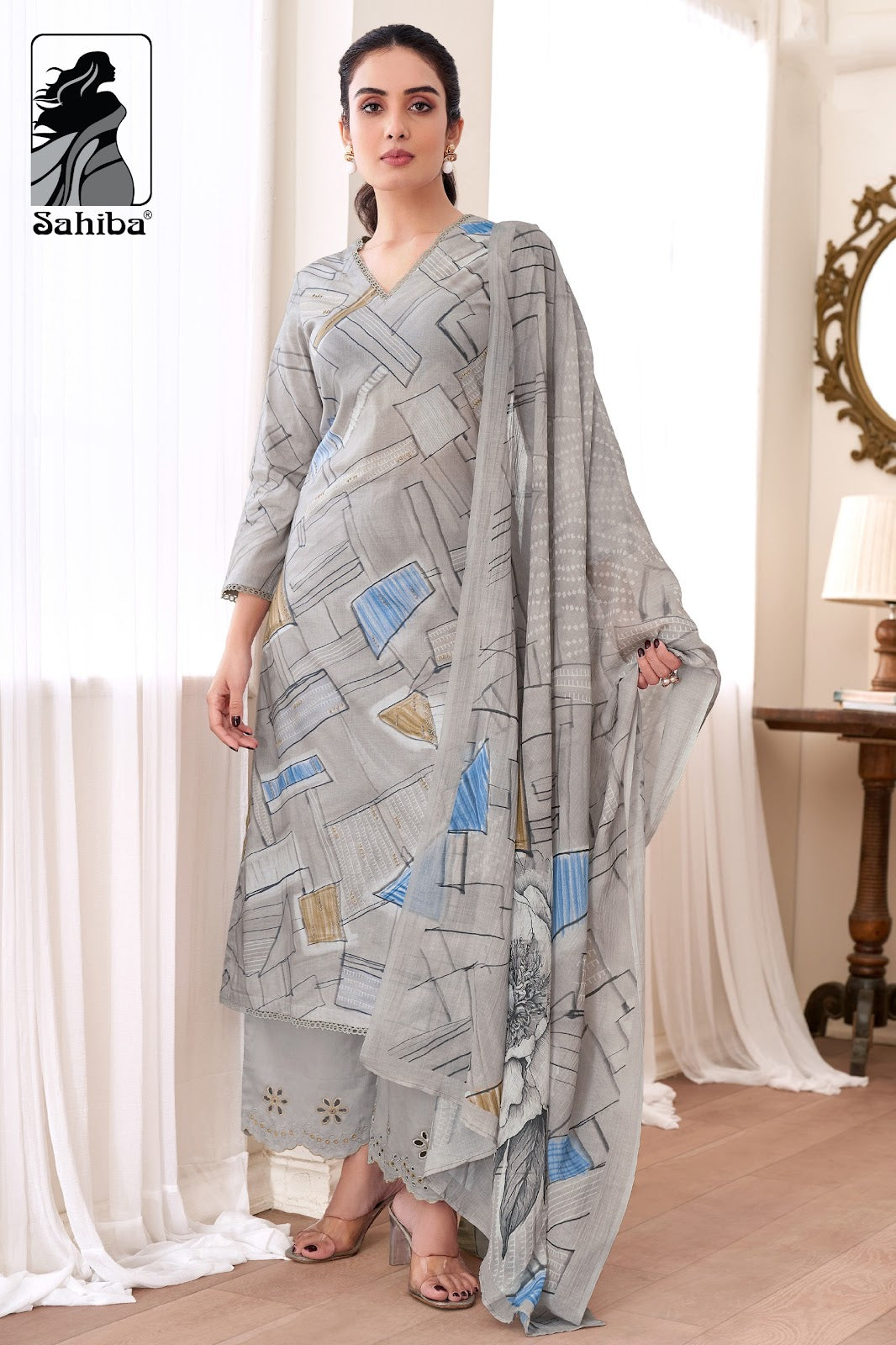 Priyanshi Sahiba Cotton Lawn Plazzo Style Suits Wholesale Rate