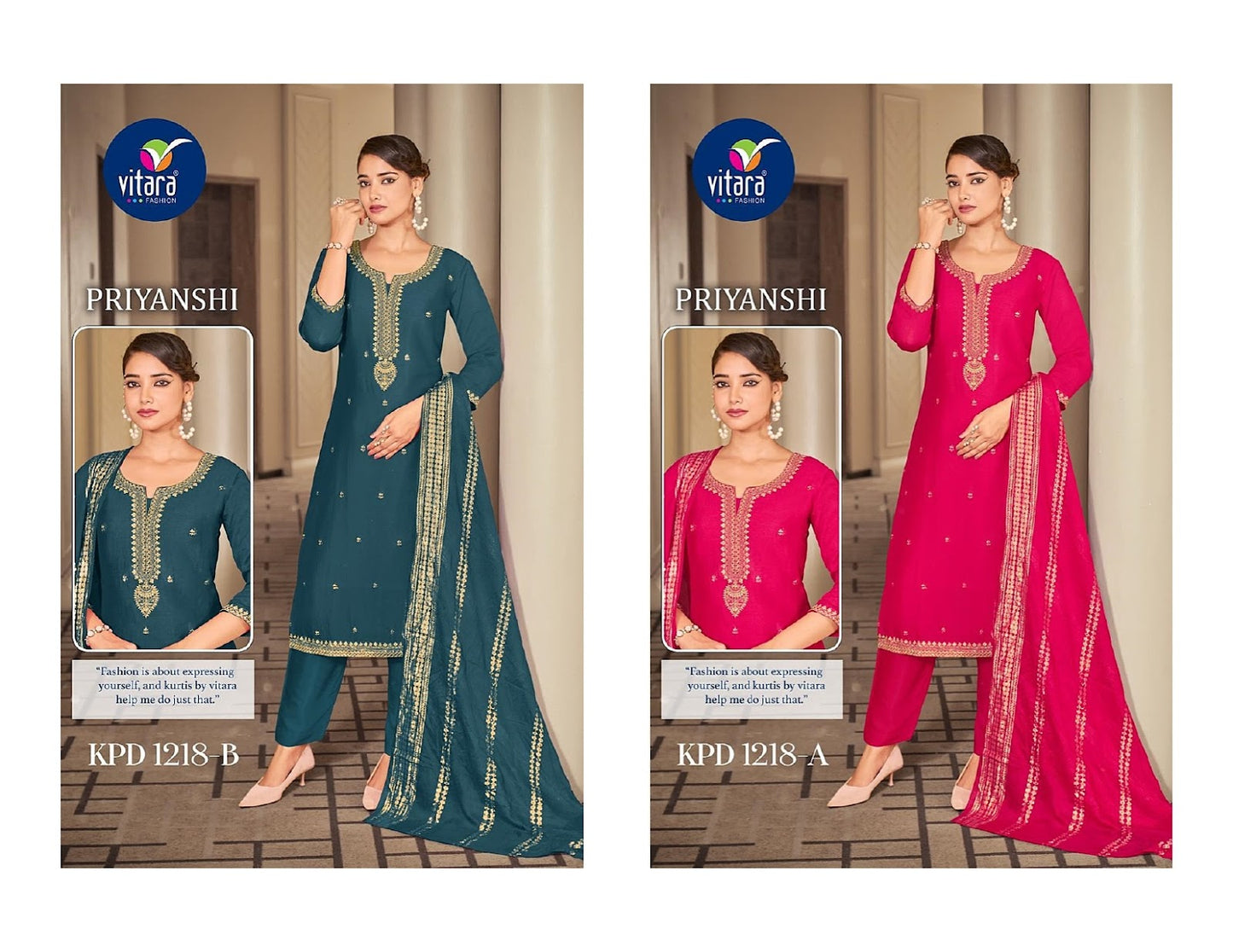 Priyanshi Vitara Vichitra Silk Readymade Pant Style Suits Supplier