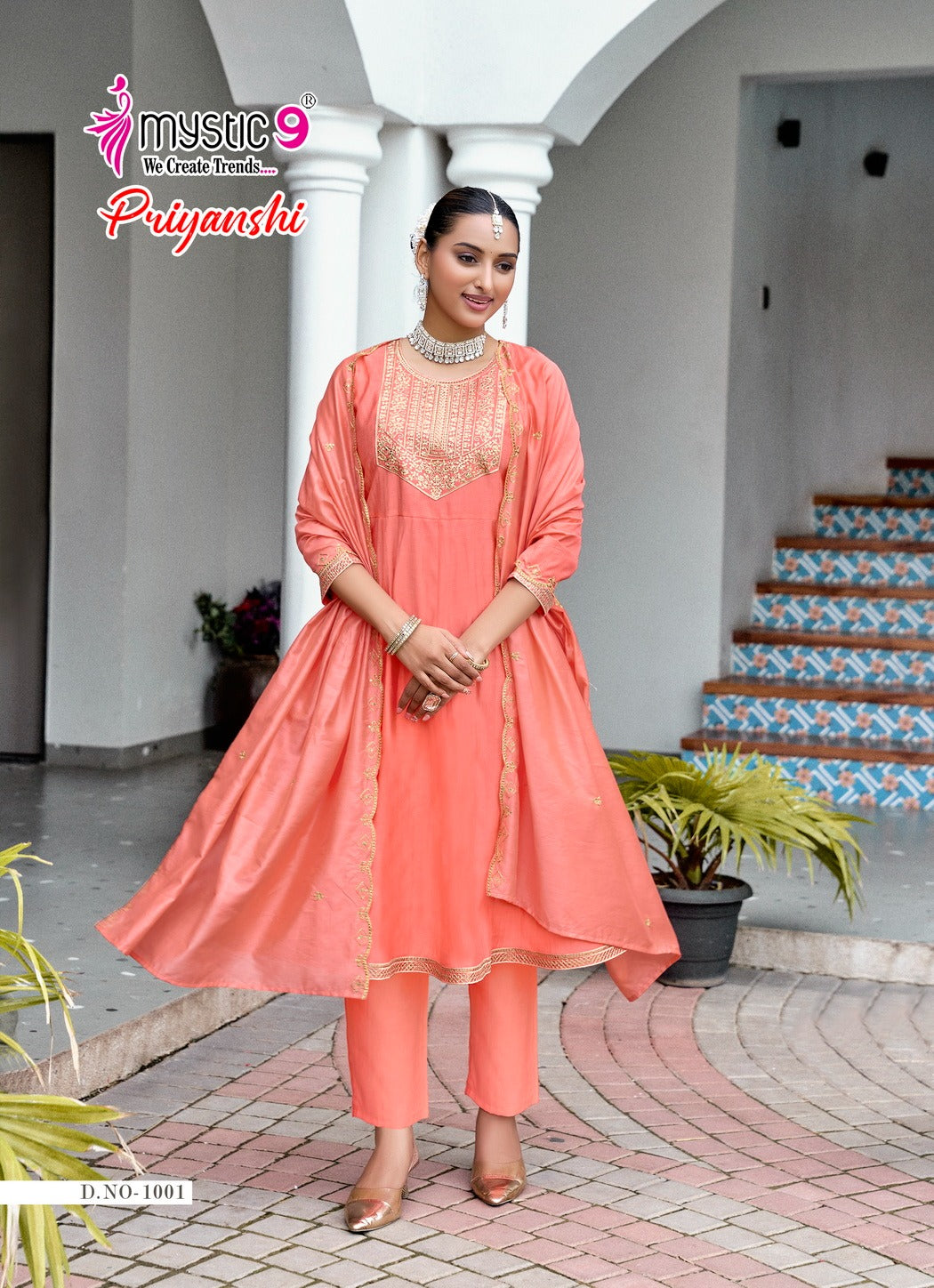 Priyanshi Vol 1 Mystic 9 Vertican Readymade Anarkali Suits Wholesaler Gujarat