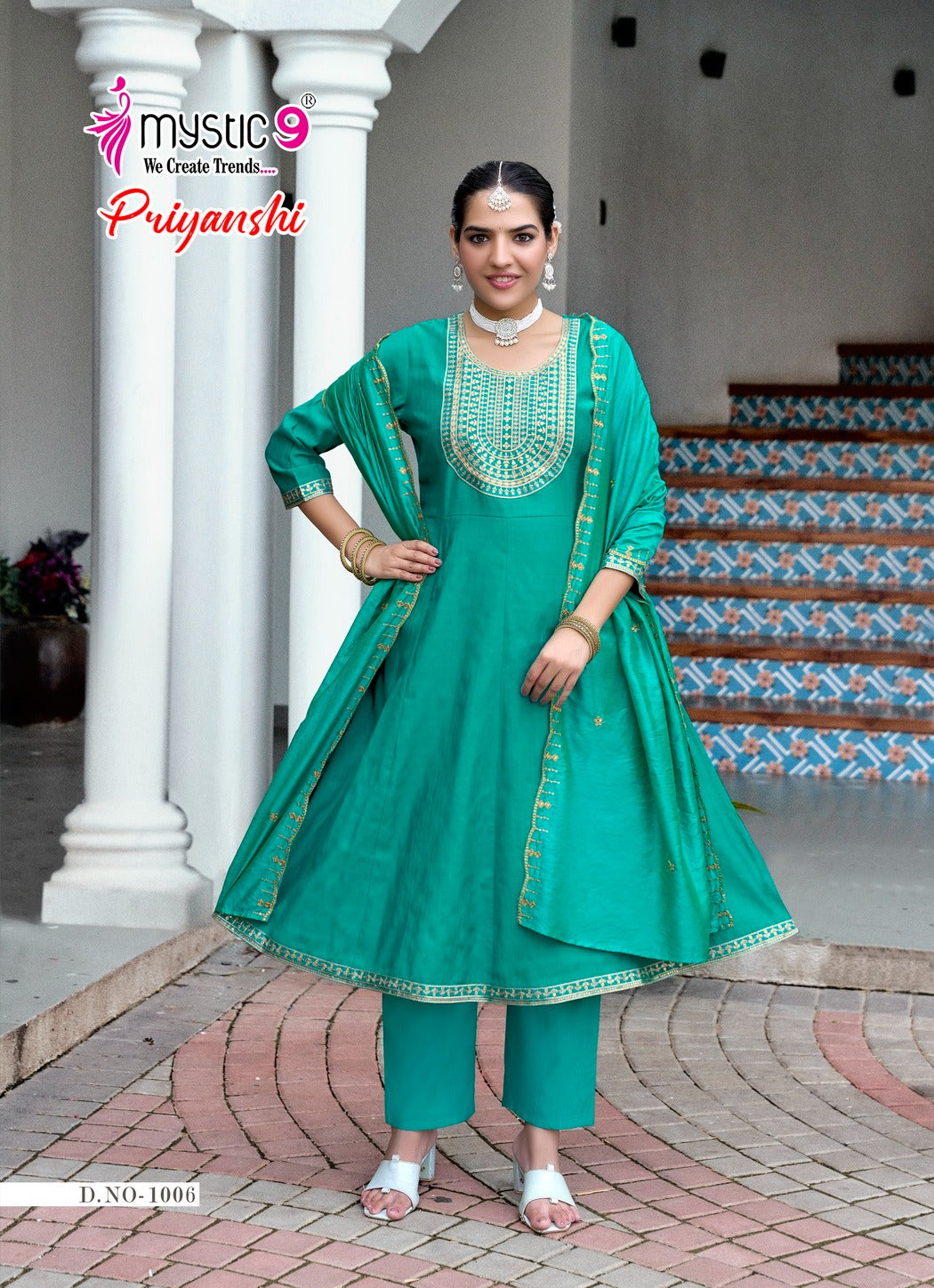Priyanshi Vol 1 Mystic 9 Vertican Readymade Anarkali Suits Wholesaler Gujarat