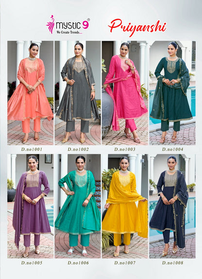 Priyanshi Vol 1 Mystic 9 Vertican Readymade Anarkali Suits Wholesaler Gujarat